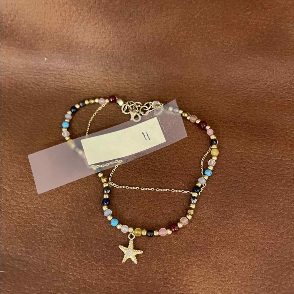 Starfish Charm Beaded Ankle Bracelet